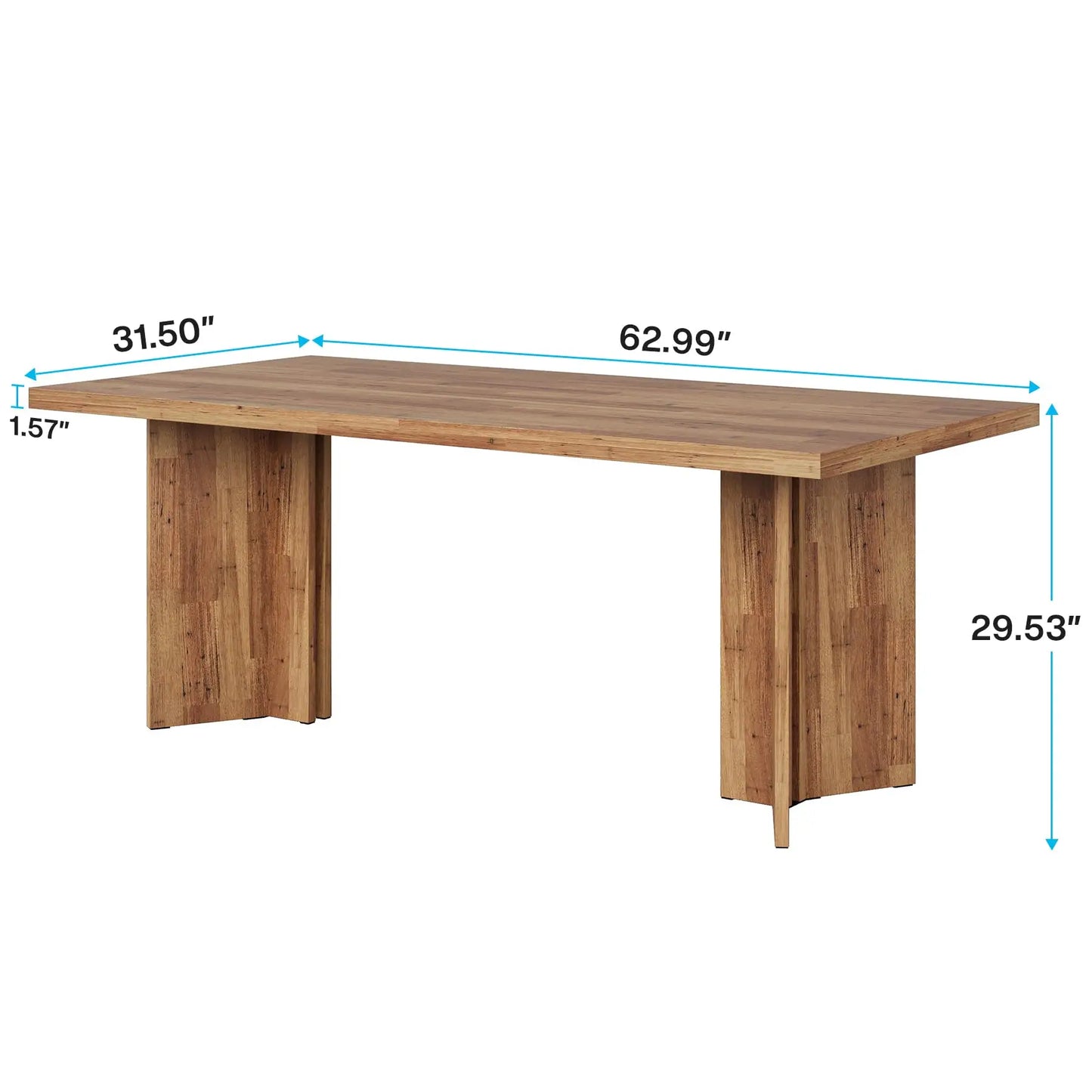 MonoWood 63-inch Dining Table for 4-6, Farmhouse Kitchen Table with Large Tabletop, Rectangular Dinner Eating Table for Dining
