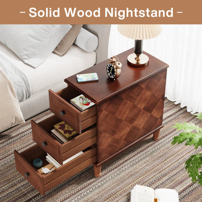 MonoWood Wood End Table, Fully Assembled Narrow Side Table with Drawers, Pre-Assembled Nightstand Slim Bedside Table