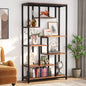 MonoWood Modern 8-Tier Staggered Bookcase -, Wide Wood Etagere Shelving Unit