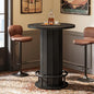 MonoWood Round Bar Table, 39.4" H Wood Bistro Pub Table with Metal Ring Footrest for Dining Coffee Cocktail Living Room