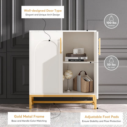 MonoWood Modern Sideboards, Buffet Cabinet with 4 Doors and Adjustable Shelves (White)