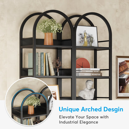 MonoWood 6-Tier Open Bookshelf, 78.7" Tall Arched Bookcase Narrow Bookshelf, Freestanding Corner Bookcase Display Shelves