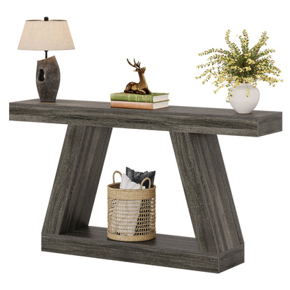 MonoWood 55-Inch Rustic Console Table with Storage Industrial Wooden Entryway Table for Hallway Living Room