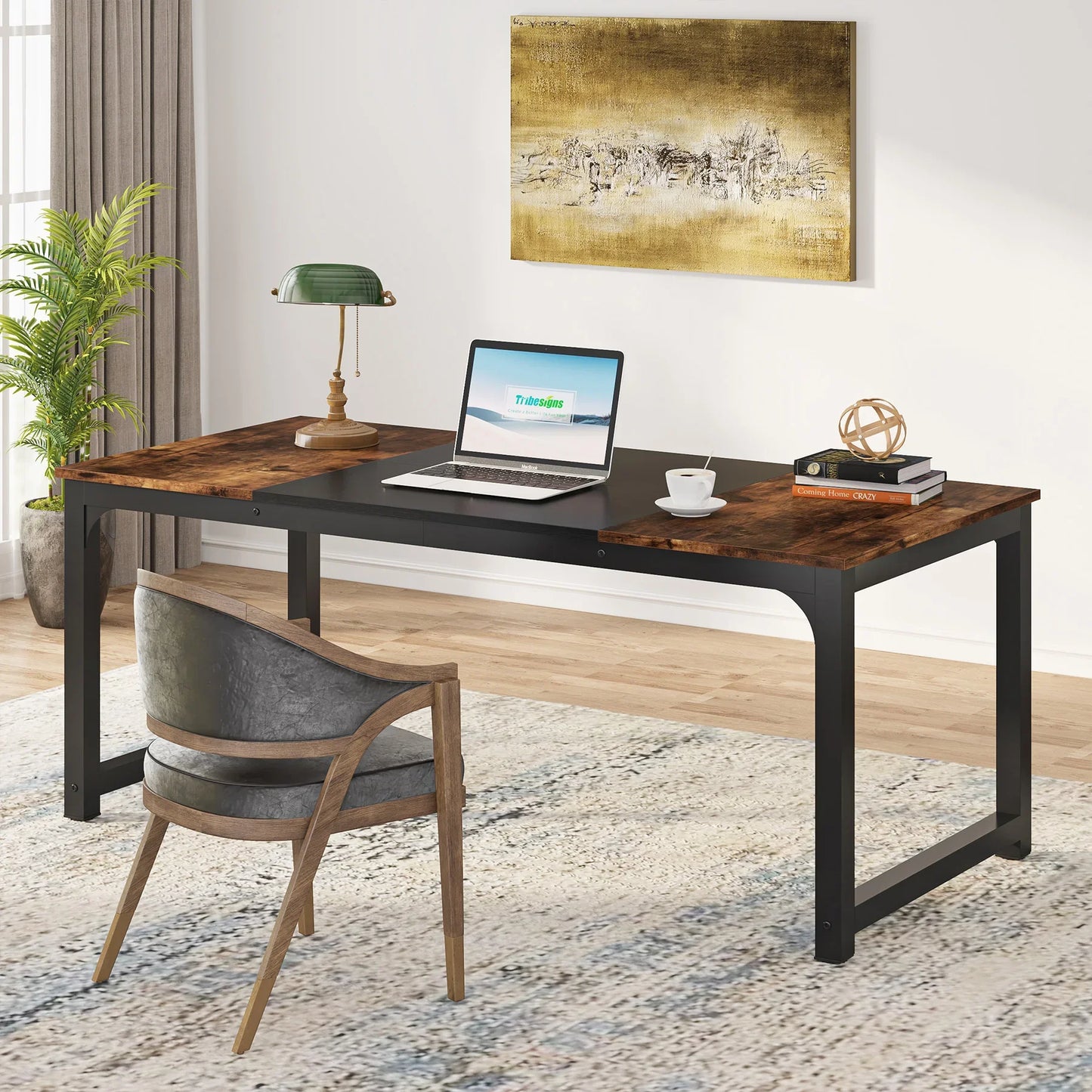 MonoWood Large Office Desk Computer Table Study Writing Desk Workstation for Home Office Modern Computer Desk