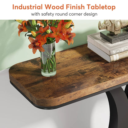 MonoWood Industrial Console Table, 40 inch Narrow Entryway Foyer Table with Geometric Base, Rustic Hallway Accent Table