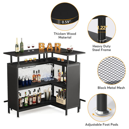 MonoWood Home Bar Unit Mini Liquor Table Cabinet