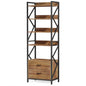 MonoWood Bookshelf with 2 Drawers, 70.8" Industrial Bookcase Bookshelf, 5 Shelf Open Shelf for Storage, Wood Book Shelf for Li
