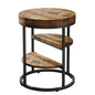 MonoWood Round End Table, Small End Table with 3 Storage Shelves, Wood Side Table for Small Spaces, Industrial Sofa Table