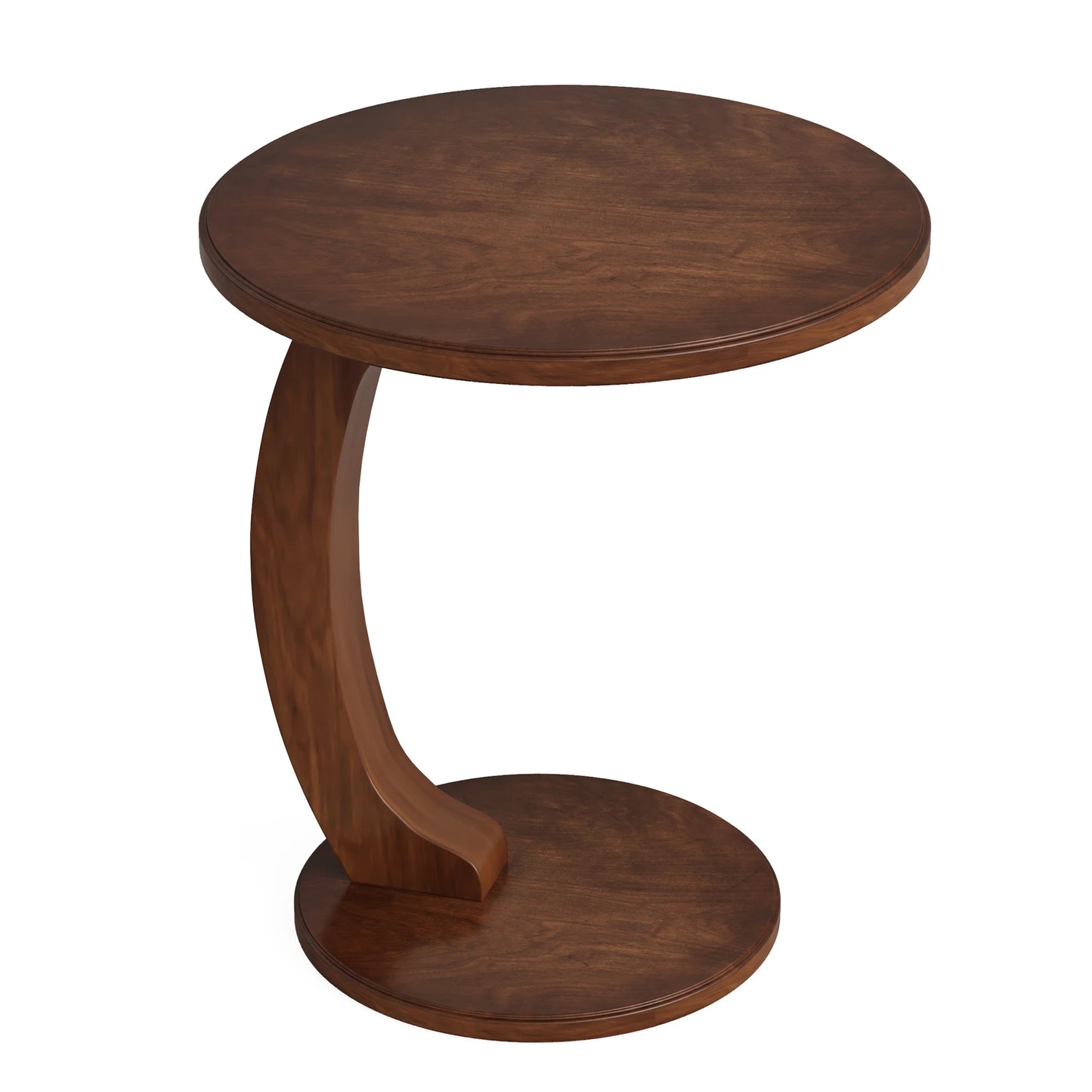 MonoWood Round End Table, Wood C-Shaped Side Table, Small Couch Side Table, Mid-Century End Table, Retro Side Table