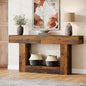 MonoWood 63" Console Table, Farmhouse 2-Tier Entryway Table with U-Shaped Base, Narrow Long Wood Sofa Table Behind Couch Table