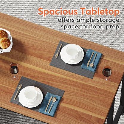 MonoWood Kitchen Island with Shelves, 43 Inch Kitchen Shelf Kitchen Prep Table with 5 Open Storage Shelves and Large Worktop