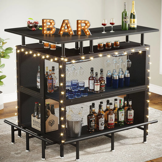 MonoWood Home Bar Unit Mini Liquor Table Cabinet