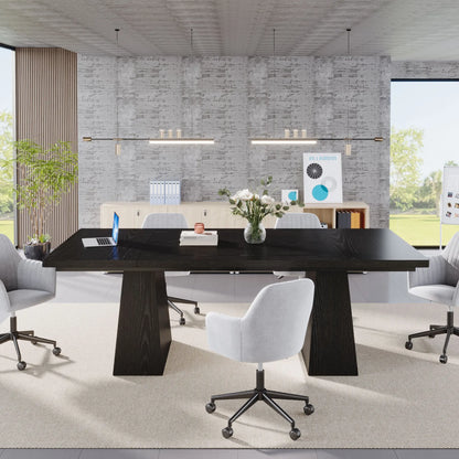 MonoWood 63-Inch Black Dining Table for 4-6, Modern Kitchen Table with Sturdy Tapered Wood Legs, Rectangular Dinner Table