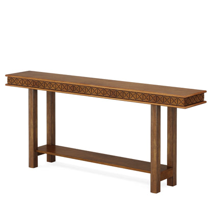 MonoWood 70.9-Inch Extra Long Console Table, Wood Sofa Table Behind Couch Narrow Long, 2-Tier Entryway Table with Storage
