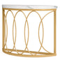 MonoWood Half Moon Gold Console Table, 43" Modern Entryway Table, Narrow Semi Circle Sofa Table with Geometric Metal Frame