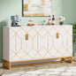 MonoWood 59" White Gold Buffet Cabinet with Storage Kitchen Sideboard Storage Cabinet