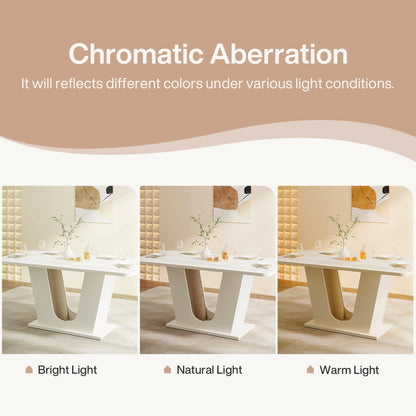 MonoWood Modern Dining Table for 4-6 People, 55-Inch Rectangular Kitchen Table with U-Shaped Base, Dinner Table for Kitchen