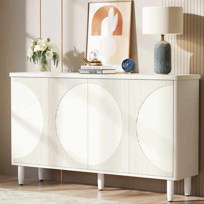 MonoWood Buffet Cabinet Sideboard with Storage, 59.4-Inch White Storage Cabinet Modern Sideboard Buffet Table with Doors
