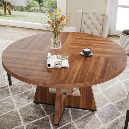MonoWood 47 Inch Round Dining Table for 4, Farmhouse Kitchen Table Small Dinner Table Kitchen Dinning Table for Dining Room