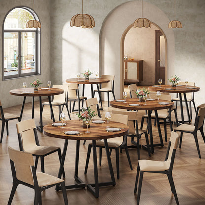 MonoWood Round Dining Table Set of 2, 31.5" Industrial Dinner Table with Metal Base, Wood Kitchen Table for Dining Room
