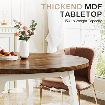 MonoWood Round Dining Table for 4-6 People, 47-Inch Farmhouse Dinning Room Table Circle Kitchen Table