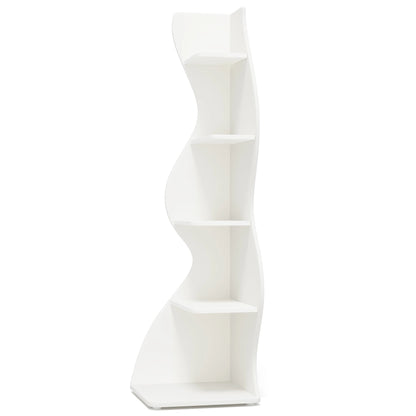 MonoWood Corner Shelf, Modern 5-Tier Wall Corner Bookshelf, Stylish Corner Small Bookcase Storage Rack Plant Stand