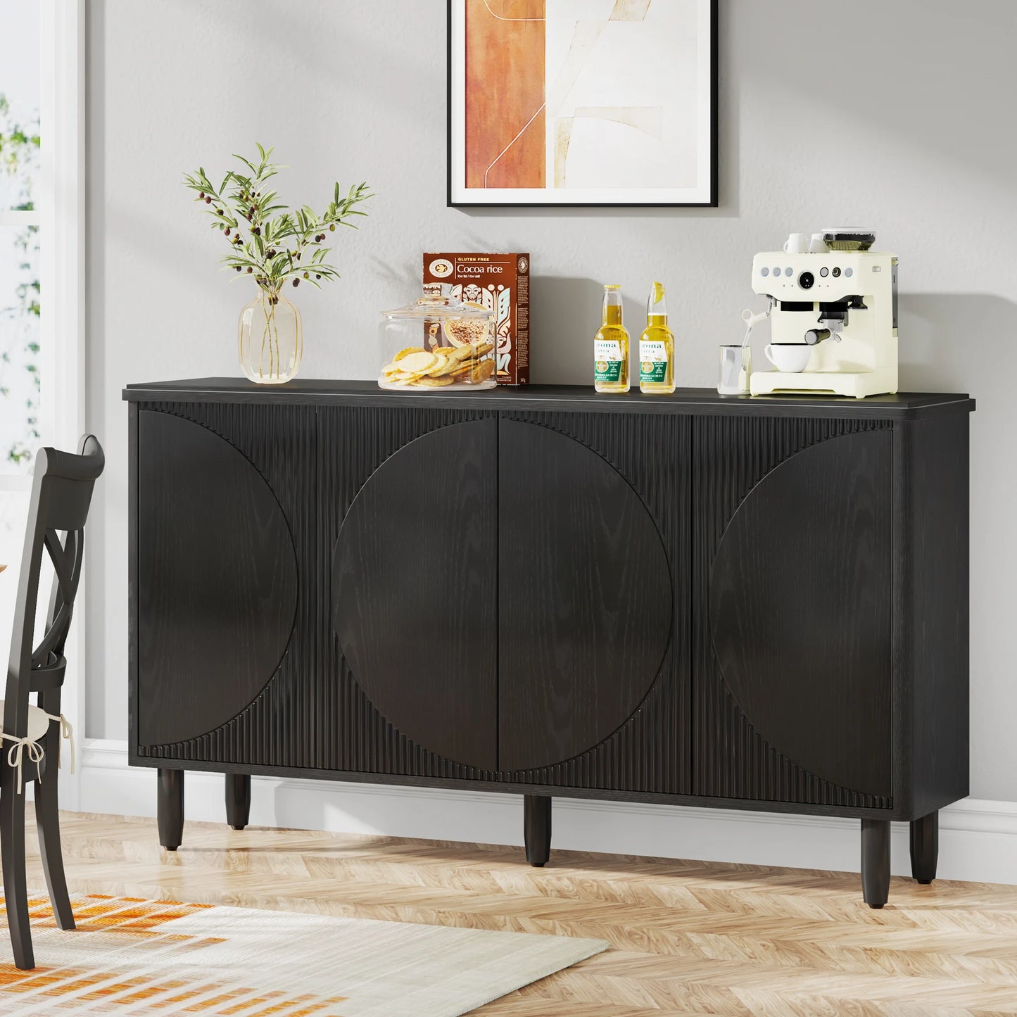 MonoWood Buffet Cabinet Sideboard with Storage, Modern Storage Cabinet Sideboard Buffet Table with Doors for Living Room