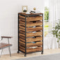MonoWood 7-Drawer File Cabinet, Wood Mobile Storage Drawer Unit, Industrial Office Cabinet with Drawers & Wheels