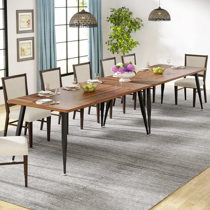 MonoWood Dining Table180x80x75cm, Spacious Rustic Industrial Table for 6-8 People, Sturdy Metal Legs & Modern Faux Wood