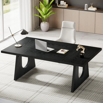 MonoWood 70.86-Inch Executive Desk, Large Computer Office Desk with Double Wood Pedestal, Modern Simple Style Rectangle table