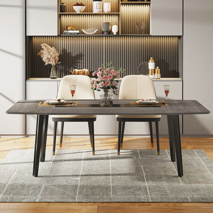 MonoWood Dining Table for 6-8 People, 70.8 Inches Industrial Kitchen Table with Metal Legs, Large Wood Dining Room Table
