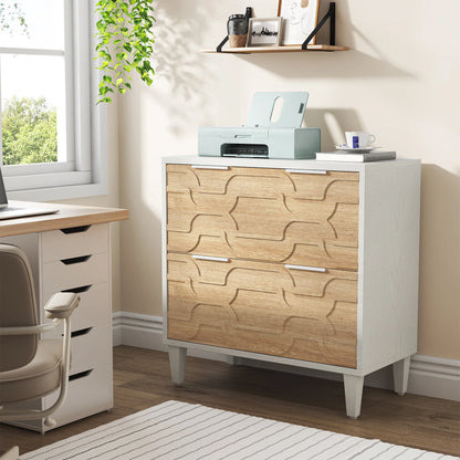 MonoWood 2-Drawer File Cabinet, Lateral Filing Cabinet for A4/Letter/Legal Size, Office Storage Cabinet, Printer Stand with St