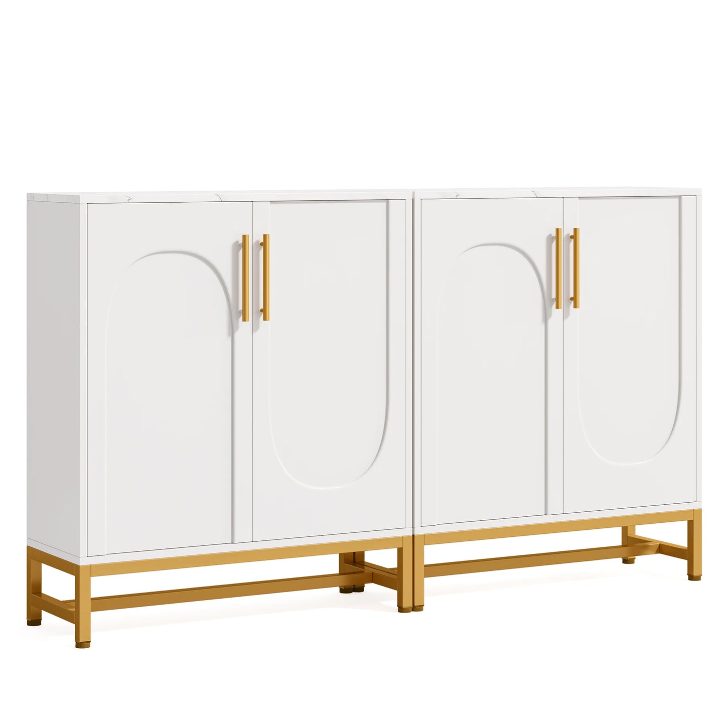 MonoWood Modern Sideboards, Buffet Cabinet with 4 Doors and Adjustable Shelves (White)