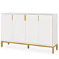 MonoWood Modern Storage Cabinet, 59 Inch Console Cabinet Sideboard Buffet Cabinet with 4 Doors & Gold Metal Base