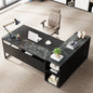 MonoWood 71 inch Executive Desk, L Shaped Desk with Cabinet Storage, Executive Office Desk with Shelves