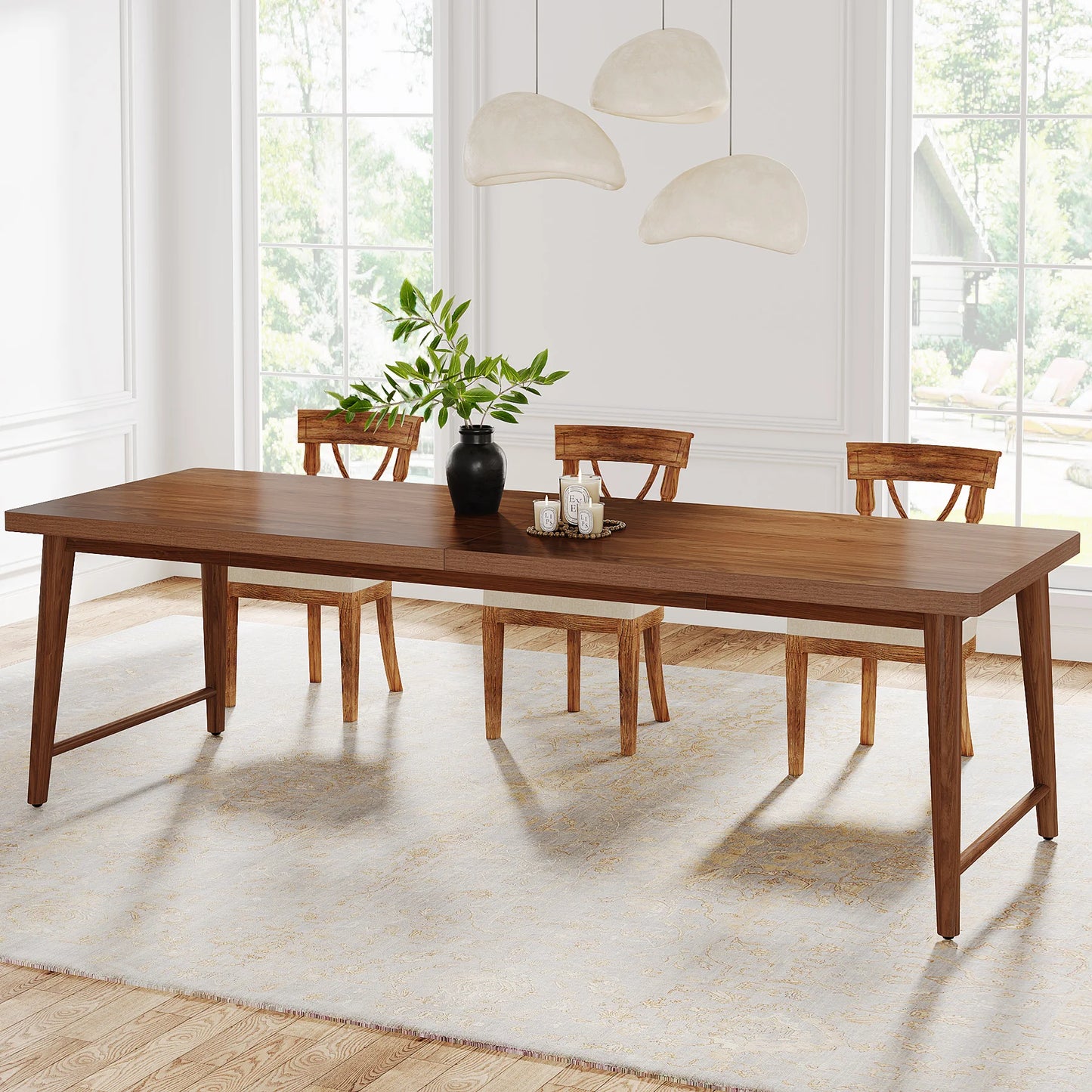MonoWood 78.7-Inch Dining Table, Mid-Century Modern Kitchen Dining Room Table for 6-8 People, Wood Kitchen Tables