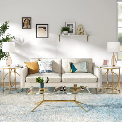 MonoWood Round End Table, 20” Sofa Side Coffee Cocktail Table