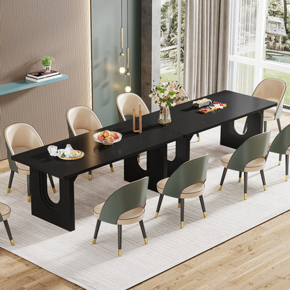 MonoWood Modern Dining Table for 6 People, 71" Large Kitchen Dining Table with Wood Pedestal Base, Rectangular Dinner Table