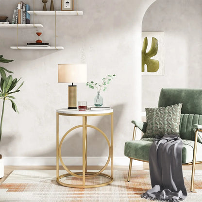 MonoWood Round End Table, 20” Sofa Side Coffee Cocktail Table