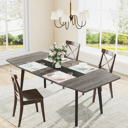 MonoWood Dining Table for 6-8 People, 70.8 Inches Industrial Kitchen Table with Metal Legs, Large Wood Dining Room Table