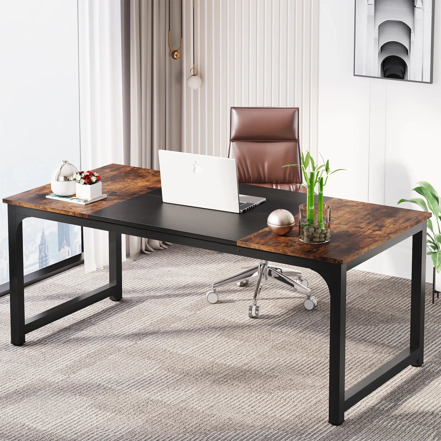 MonoWood Modern Computer Desk Large Office Desk Computer Table Study Writing Desk Workstation for Home Office
