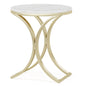MonoWood White Gold Side Table Round End Table Modern Small Coffee Table Accent C Table Bedside Table