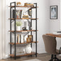 MonoWood Industrial Bookshelf, Tall Bookcase with Open Shelves, Wood and Metal Display Shelf Storage Shelves