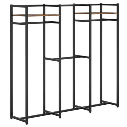 MonoWood Free Standing Closet Organizer with Hanging Rods,Clothes Rack with Storage Shelves, Large Size Storage Rack