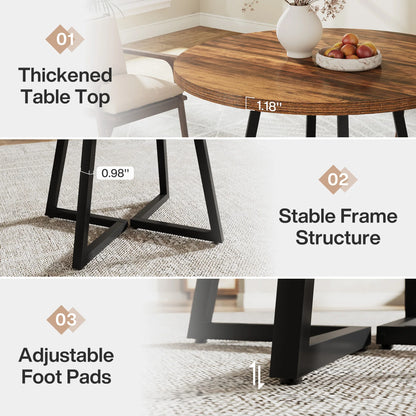 MonoWood Round Dining Table for 2, 31.5" Industrial Kitchen Table with Metal Base, Small Table for Dining Room, Small Space