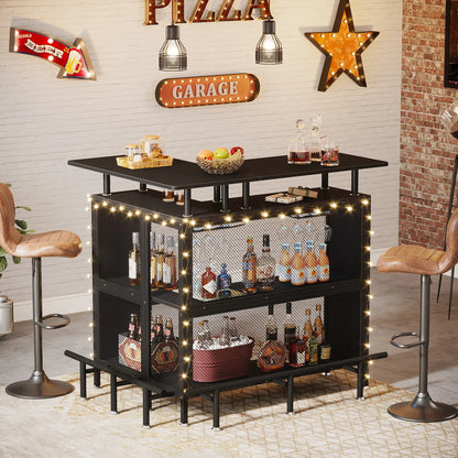 MonoWood Home Bar Unit Mini Liquor Table Cabinet