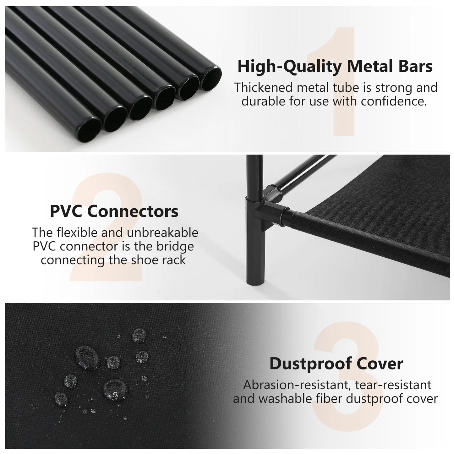 10 Tier Shoes Rack with Cover, Shoes Racks Organizer for Closet, Black Large Shoe Shelf for Entryway,50 Pair Large Shoe Stand