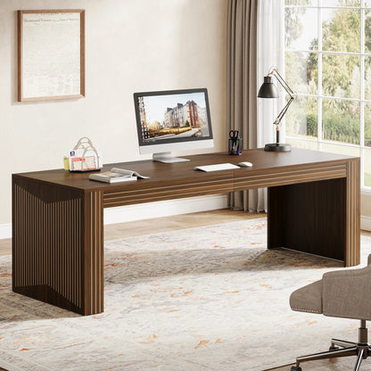 MonoWood 79-Inch Extra Long Desk, Two Person Double Desk for Home Office, Wooden Long Computer Desk Writing Table for Office