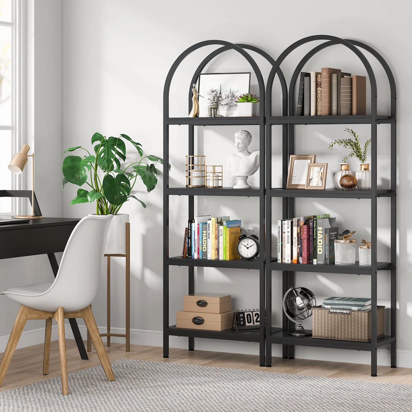 MonoWood 4-Tier Open Bookshelf, 70.8" Wood Bookcase Storage Shelves with Metal Frame, Freestanding Display Rack