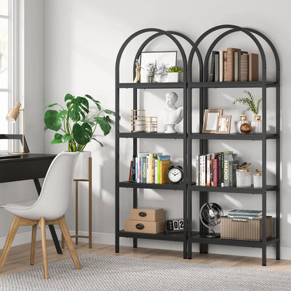 MonoWood 4-Tier Open Bookshelf, 70.8" Wood Bookcase Storage Shelves with Metal Frame, Freestanding Display Rack